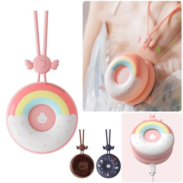 

electric fans zk30 donuts hanging necks fan portable usb charging leafless neck low noise smart home mini handheld