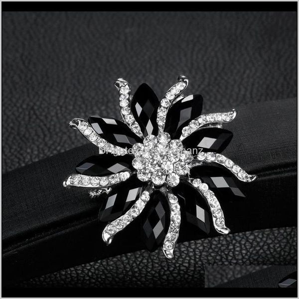 Pins Business Black Flower Crystal Wedding Bouquet Brooch Женский платье костюмы броши модные украшения и песчаный подарок jxxnl qhjs0