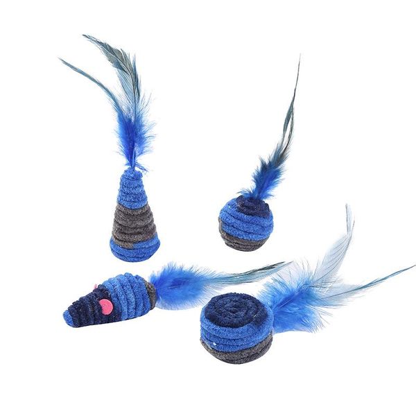 

cat toy funny ball plush creative fake feather interactive mouse kitten toys for cats pet