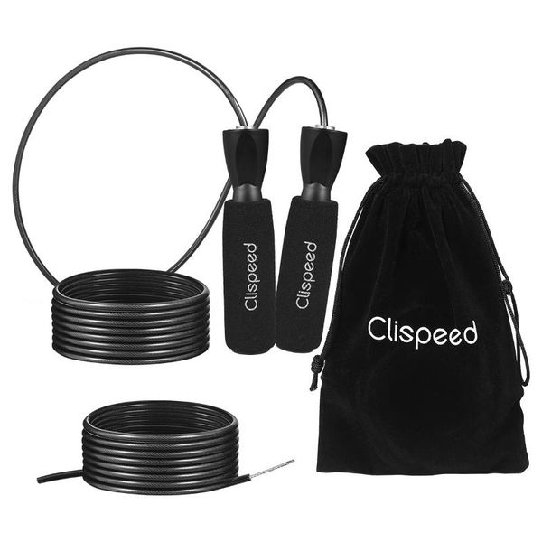 

jump ropes clispeed 3 meters rope workout steel wire adjustable bearing jumping (black)