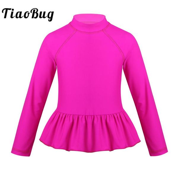 

two-piece suits tiaobug kids girls long sleeve spf/upf 50+ sun protection swimming rash guard beach pool summer swimsuit swimwear for c