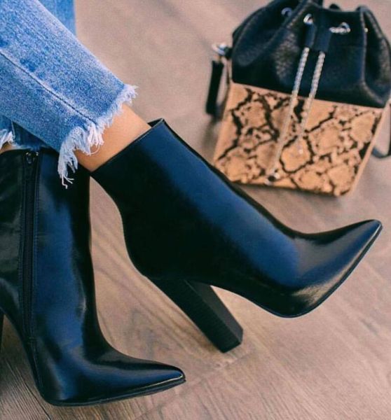 

boots code heel high woman black short 2021 women's shoes will coarse