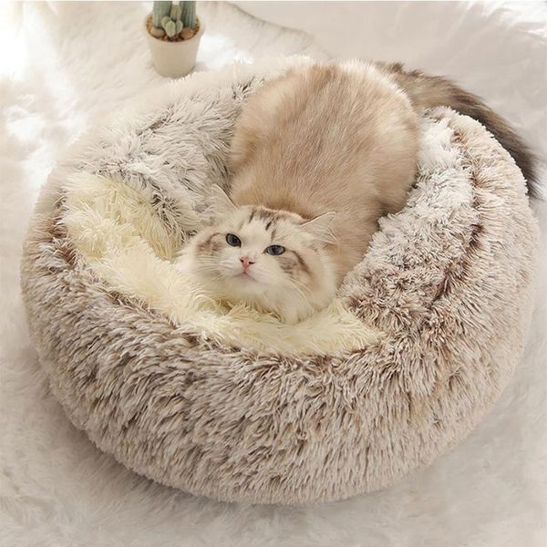 

long plush cat bed warm comfort round house 2 in 1warm sleeping bag comfy calming pet for cats supplies beds & furniture