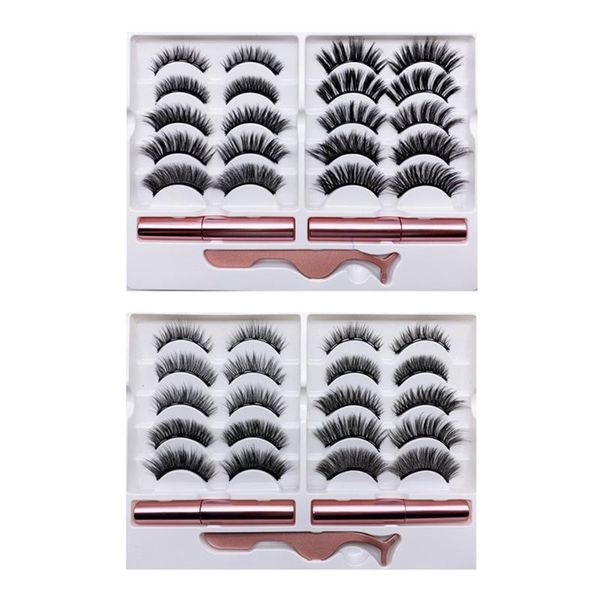 

10pairs magnetic lashes eyeliner tweezer false eyelashes set no need glue magnet extension liquid