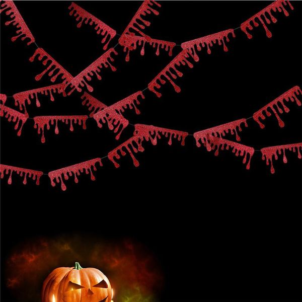 

party decoration halloween glitter red blood drop bunting garland bloody vampire zombie banner decor horror haunted house props