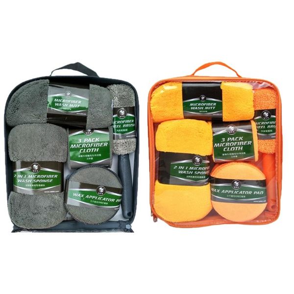 

car sponge 9pcs cleaning and detailing kit wash tools, miand pads t3ef