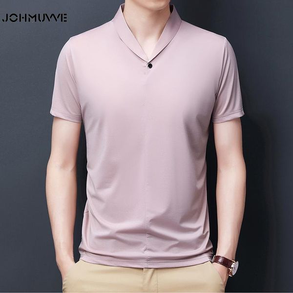 

men's polos johmuvve 7 colour 2021 arrival shirt striped short sleeve summer cool streetwear fashion male, White;black