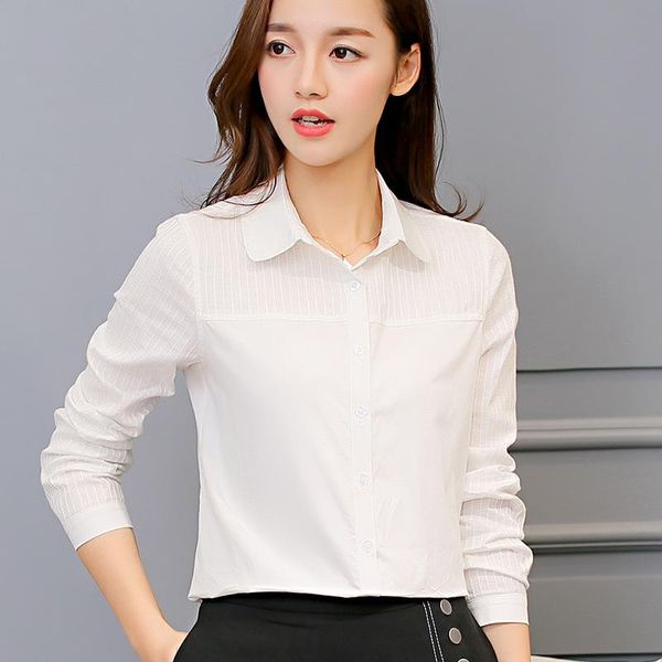 

women's blouses & shirts women cotton blouse shirt long sleeve fashion turn down collar summer autumn korean female, White