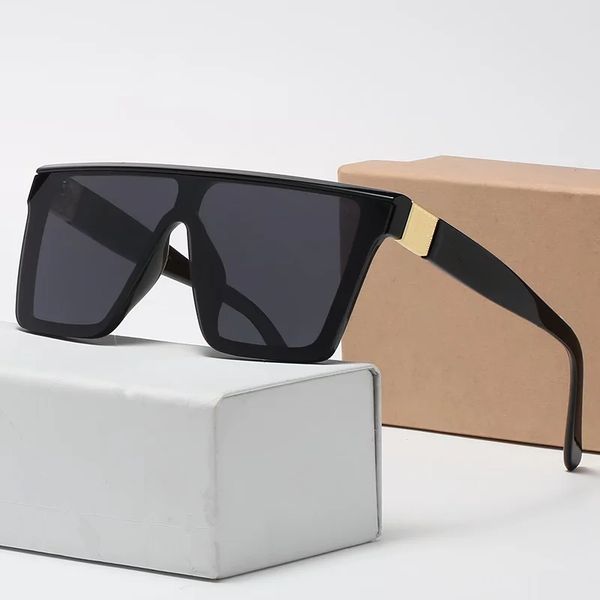 

women big frame square sunglasses uv protection fashion vintage siamese men designer sun glasses with box and packaging, White;black