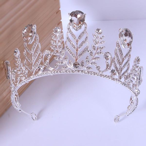 

headpieces wedding bridal luxury big water drop leaf crown headdress bride headband accessories, Silver