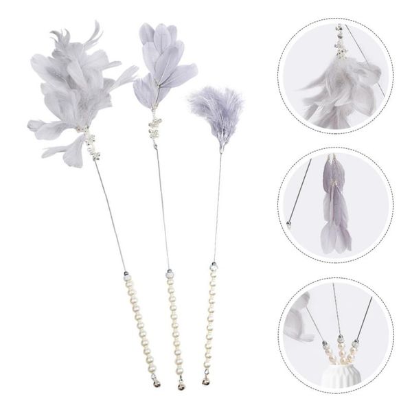 

cat costumes 3pcs pet cats teaser stick wand kitten exerciser with bell feather