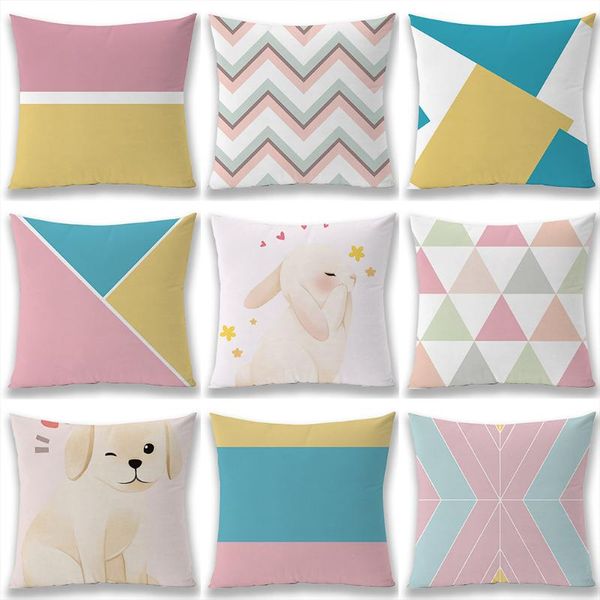 

pillow case 18" geometric short plush throw cushion cover home sofa car decor