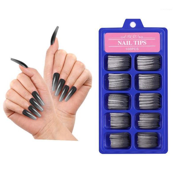 

fashion 100pcs/box french ballerina false nails tips candy color coffin full cover fake nail art decor manicure tools1, Red;gold