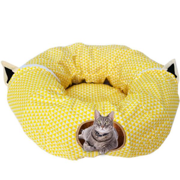 

cat toys foldable tunnel warm bed mat plush soft pet house channel chinchilla nest puzzle toy for play tube