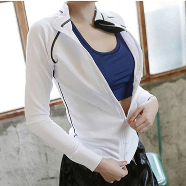 

yoga outfit crop net red thin sports running loose fitness suit quick zipper coat female mujer camisetas