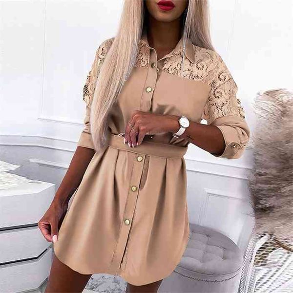 

women elegant turn-down collar shirt dress 2021 autumn new fashion zipper mini dresses office lady lantern sleeve letter dresses, Black;gray