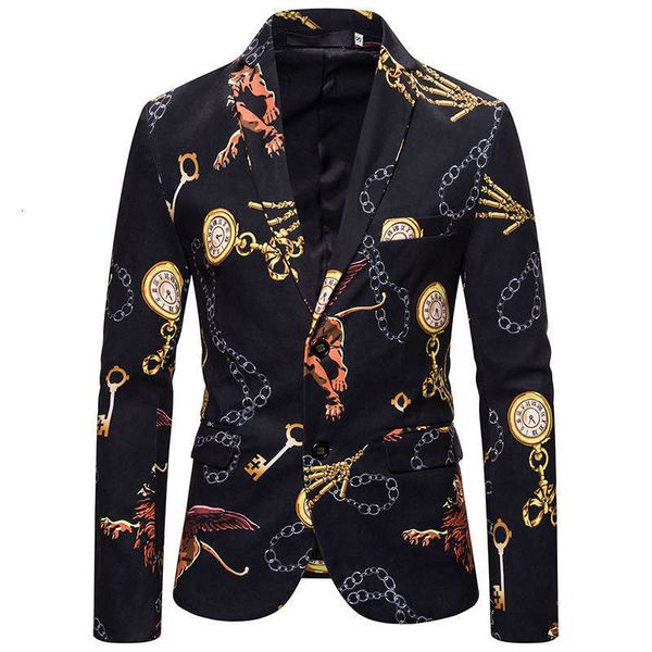 

suits & men's blazers european irregular chain printed suit xz07 in winter of, White;black