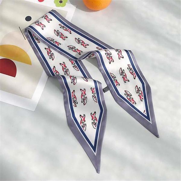 

scarves 2021 hijab scarf women bandana silk foulard femme hair versatile flower sharp corner decorate small, Blue;gray