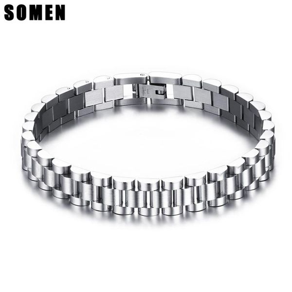 

link, chain casual stainless steel bracelets polished for men fashion link jewelry gold and silver color available, Black