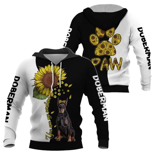 

men's hoodies & sweatshirts funny sunflower doberman 3d all over printed fashion pullover men for women sweater animal costumes, Black