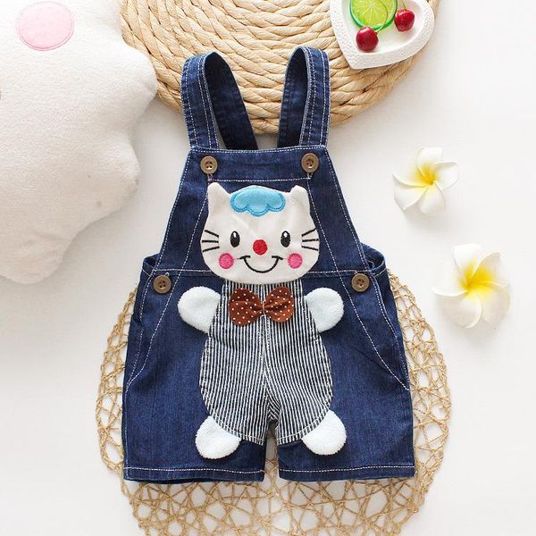 

shorts ienens girls summer overalls kids clothes short trousers toddler infant boy pants denim jeans baby dungarees, Black