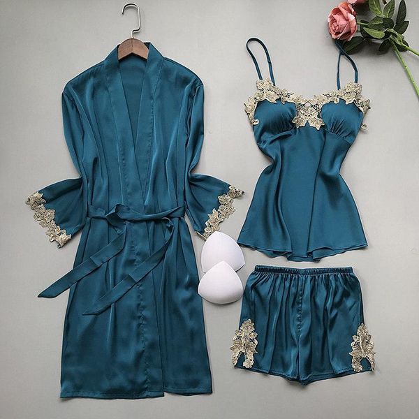 

women's sleepwear pajamas set for women satin kimono gown lace nightwear nightgown silky intimate lingerie casual home clothes, Black;red