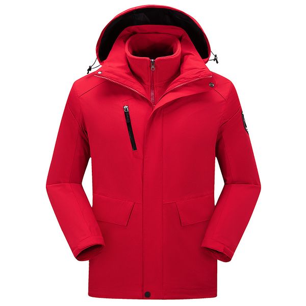 

down cotton windproof and waterproof red stormsuit three one detachable men's women's work clothes wter, Black;brown