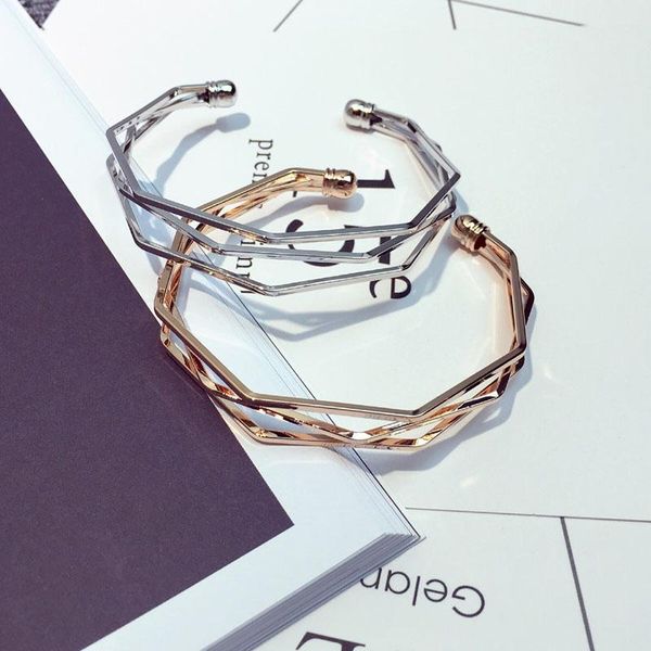 

bangle irregular bracelets woman three-dimensional and banglesgeometric ins fashion jewelry gifts, Black