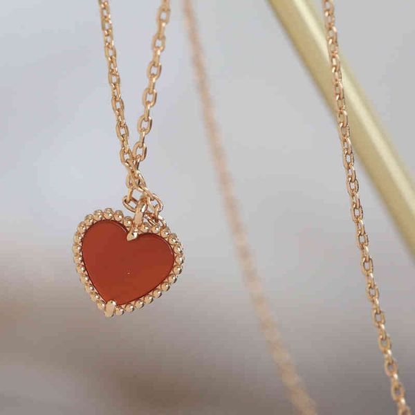 

the new minority design ins fanjia chalcedony love pendant versatile high-grade feeling small red heart necklace earrings bracelet female, Silver