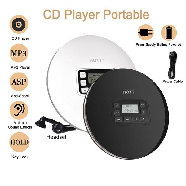 

player cd611t bluetooth portable cd lcd display anti-skip shockproof car stereo aux mp3 replacement earphone