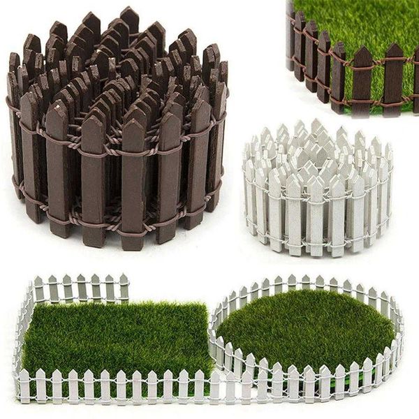 Novo 100 * 5 cm DIY mini fence miniatura artesanato de madeira fadas jardim de vidro recipiente boneca paleta paleta decoração 210607