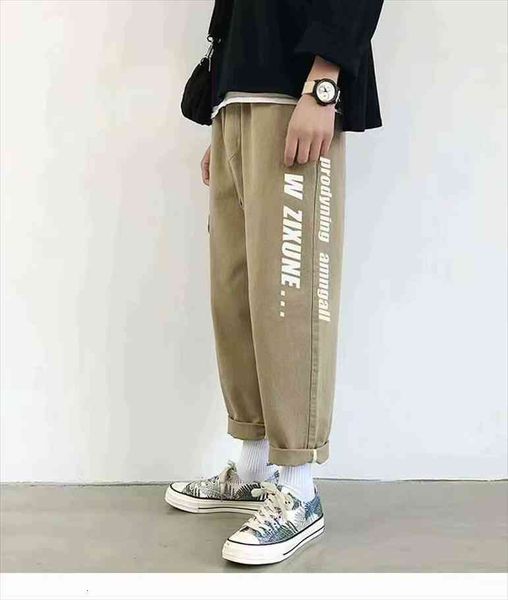 

men vintage cargo pants mens hiphop khaki pockets joggers pants male korean fashion sweatpants winter overalls, Black