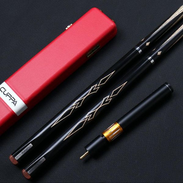 

cuppa handmade inlay 3/ 4 snooker cue high grade red cues case set 9.8mm 11.5mm tip billiard