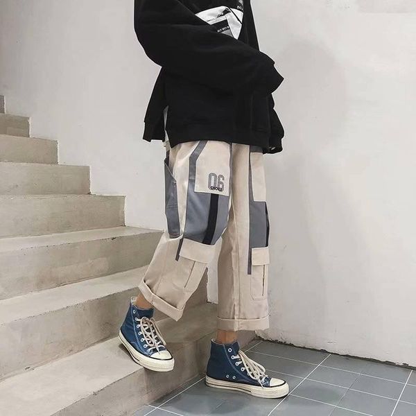

hip hop sweat pants embroidery japanese style trousers sweatpants streetwear men joggers track casual autumn cargo males men's, Black