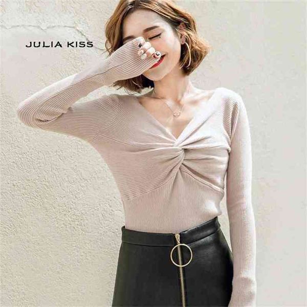 

women twist front slim fitted jumper knit sweater 210512, White