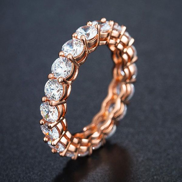 

wedding rings utimtree women rose gold color for jewelry with stone trendy cubic zircon crystal engagement ring ladies, Slivery;golden