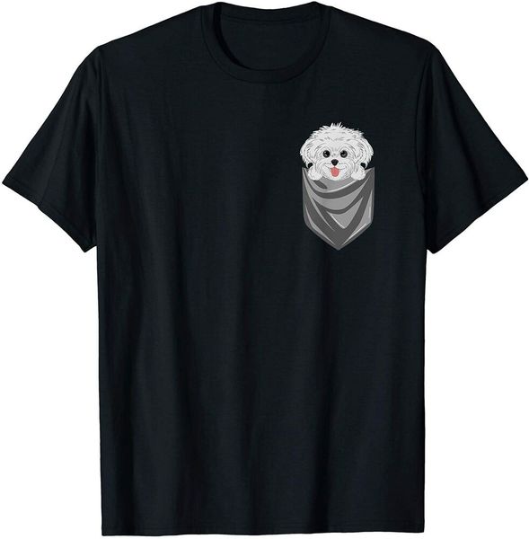 

maltese in pocket maltese dog t-shirt size s-5xl, White;black