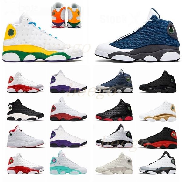 

red men basketball shoes 13 13s indigo game playground royal reverse flu game mens women sports sneakers [36-47]