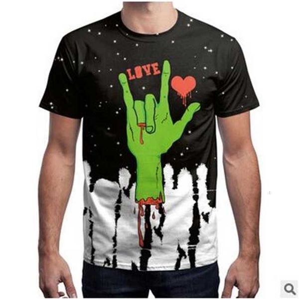 

men's t-shirts european and american hip hop broken hand loose t-shirt creative print contrast color t z93q, White;black