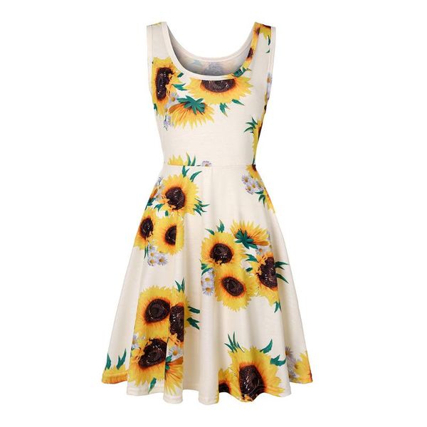 

casual dresses flowers print u-neck sleeveless draped summer mini women beach holiday style dress ladies fashoin vestidos robes, Black;gray
