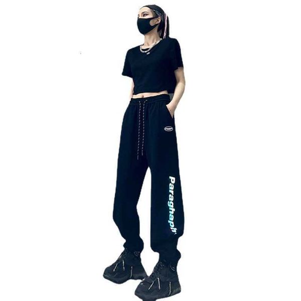 

spring and autumn pants women's 2021 spring straight wide leg loose casual sportswear legged thin size, Black;white