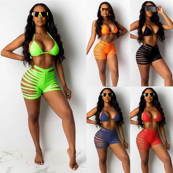 

women's swimwear 2021hoge taille bikini split swimsuit plain cut bikinimicro shorts badpak maillot de bain, White;black