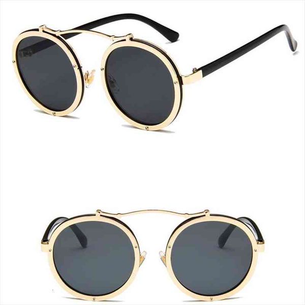 

fashion steampunk men women sunglasses retro round mirror design eyeglasses female male oculos de so, White;black