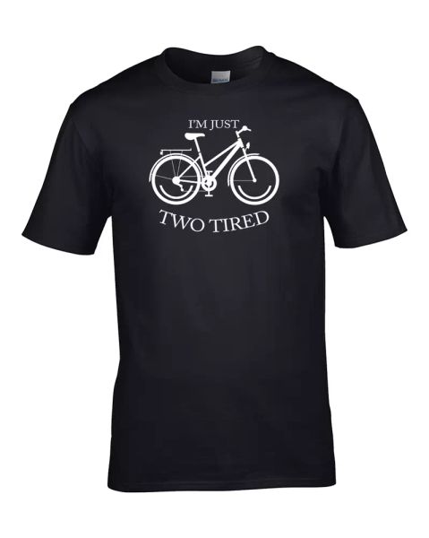 

I'M Just Two Tired- Witty cycle pun funny, silly Youth Boy's T-Shirt, White;black