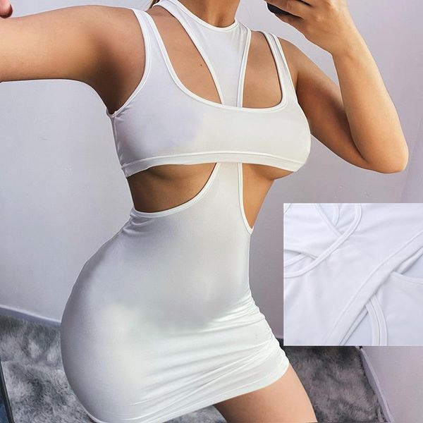 

casual dresses skmy summer style sleeveless can be worn on both sides hollow dress high-quality fitted white party fairy 2021, Black;gray
