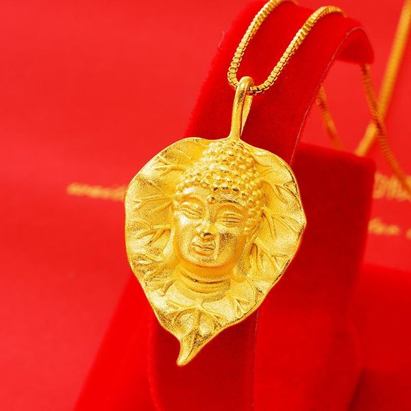 

pendant necklaces buddha necklace 24k gold plated leaf chinese religious figure letter statement wedding jewelry gift, Silver