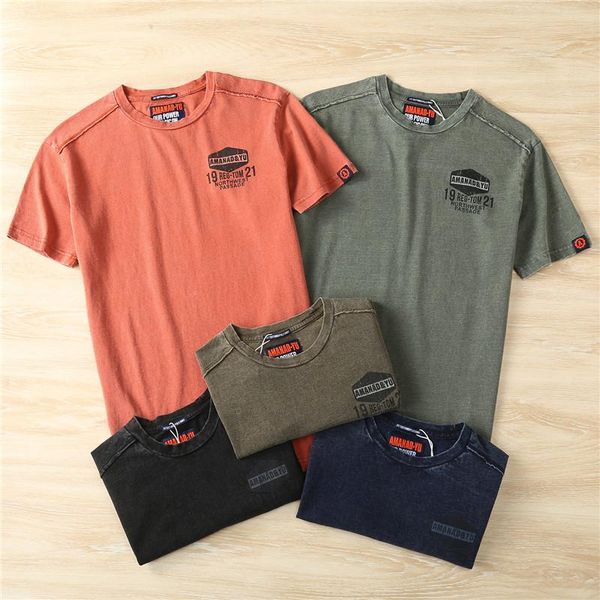 

men's t-shirts summer american retro england short-sleeved o-neck letter printed t-shirt fashion pure cotton washed old casual, White;black