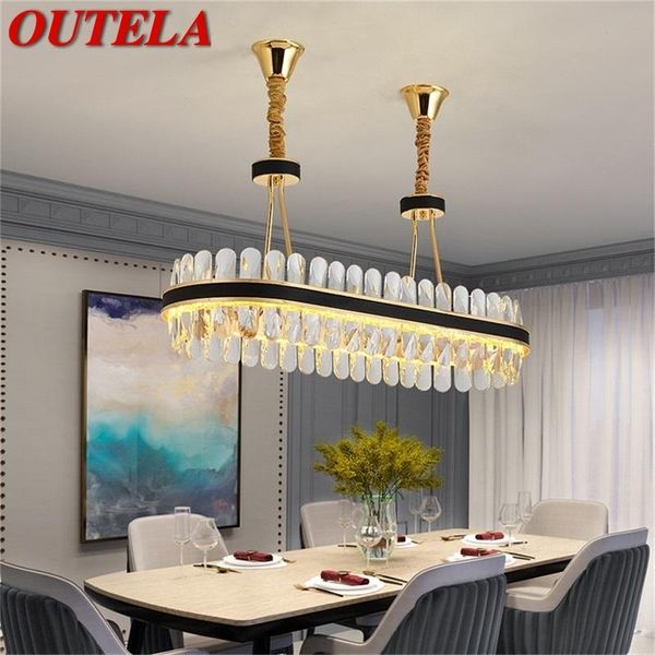

chandeliers outela oval chandelier crystal pendant lamp postmodern home leather round light fixture for living dining room