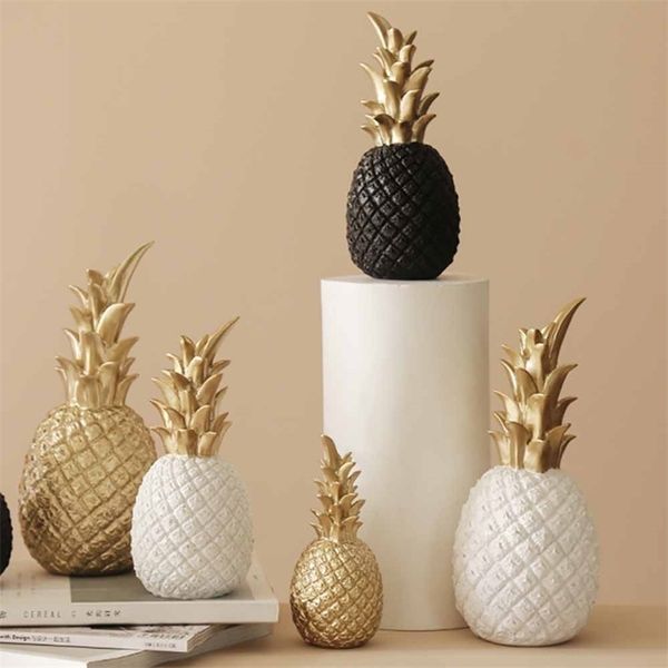 Kreative Ananas Ananas Dekoration Nordic Fruchtform Goldenes Harz Schwarz Weiß Home Schlafzimmer Desktop Dekor 211101