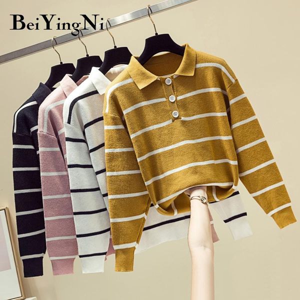 

women's sweaters beiyingni sweater autumn winter warm stripe pullover jumper knitted truien dames white black casual chic pull femme
